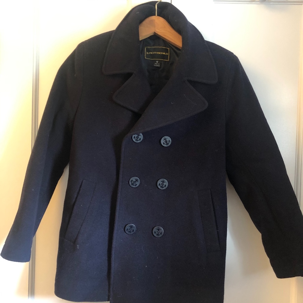 Boys Peacoat, Dress Coat, Navy Size 12, Rothschild